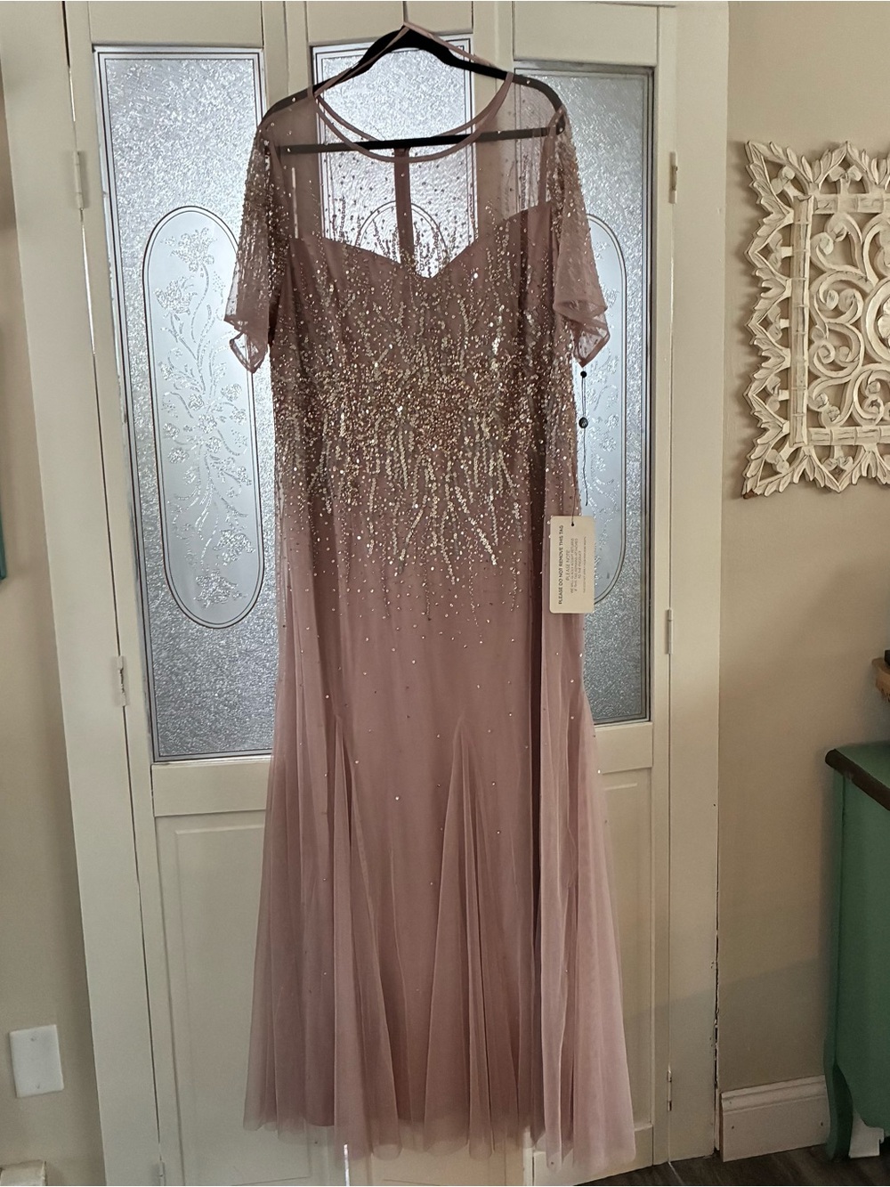 Adrianna Papell Dusty Rose Sequin Midi Dress